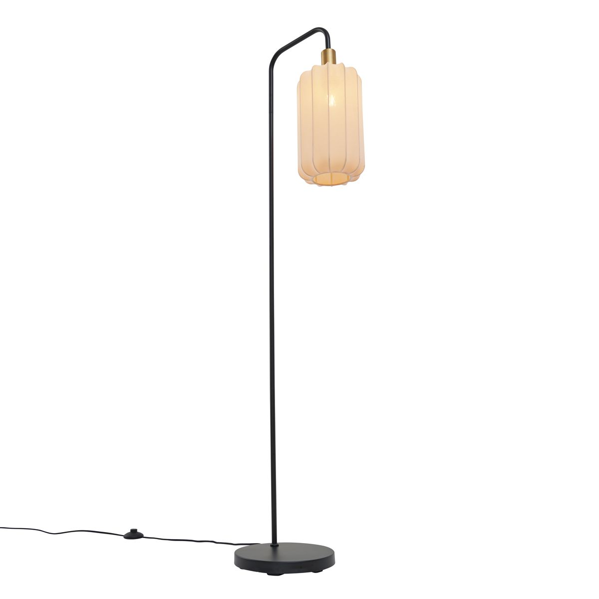Japandi vloerlamp zwart met goud en beige kap - Pluni