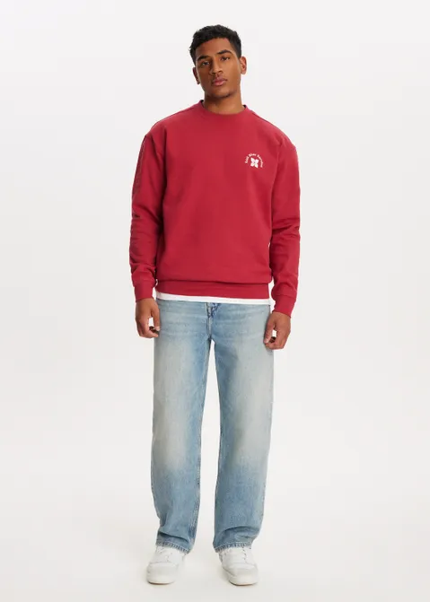 Sweater met print customs rood (ROO)