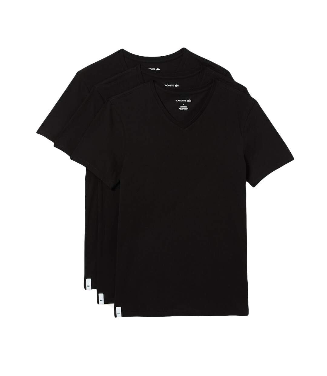 Lot x3 T-shirts col V Noir Homme Lacoste Essentials