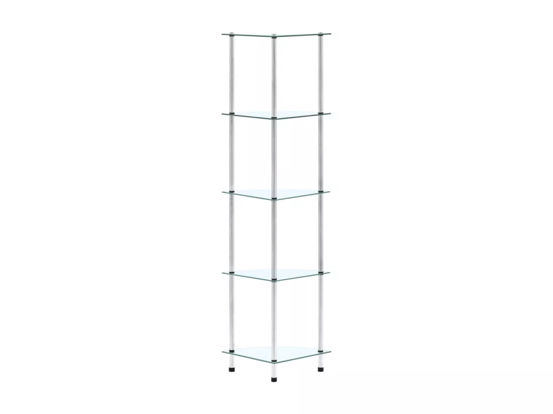 Étagère 5 niveaux Transparent 30x30x130 cm Verre trempé