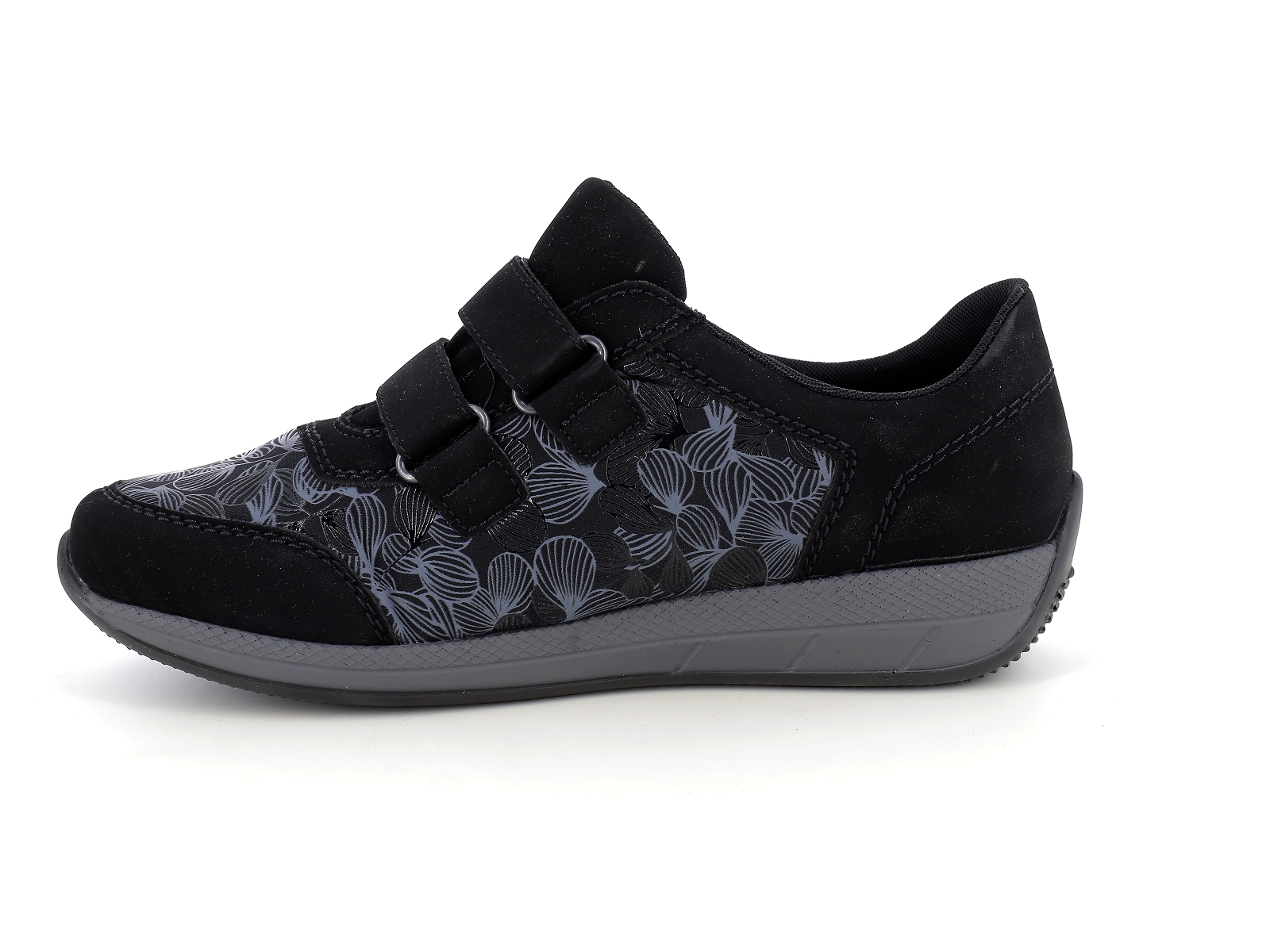 Rieker-N1168 Matières combinées Noir Gris
