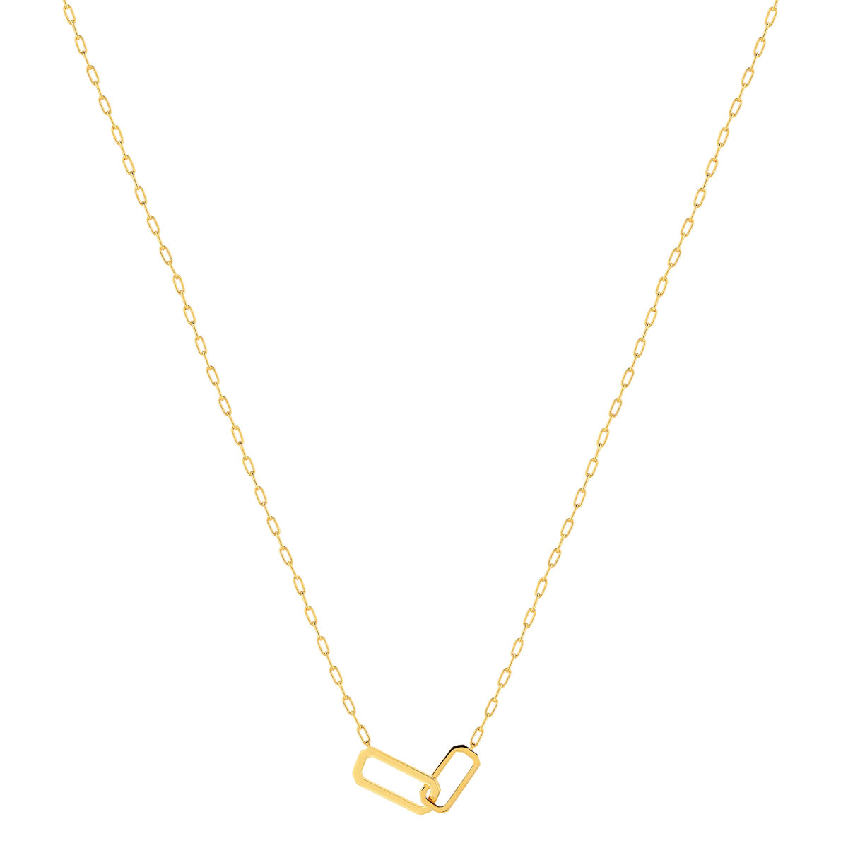 Collier plaqué or jaune, maille trombone 45 cm