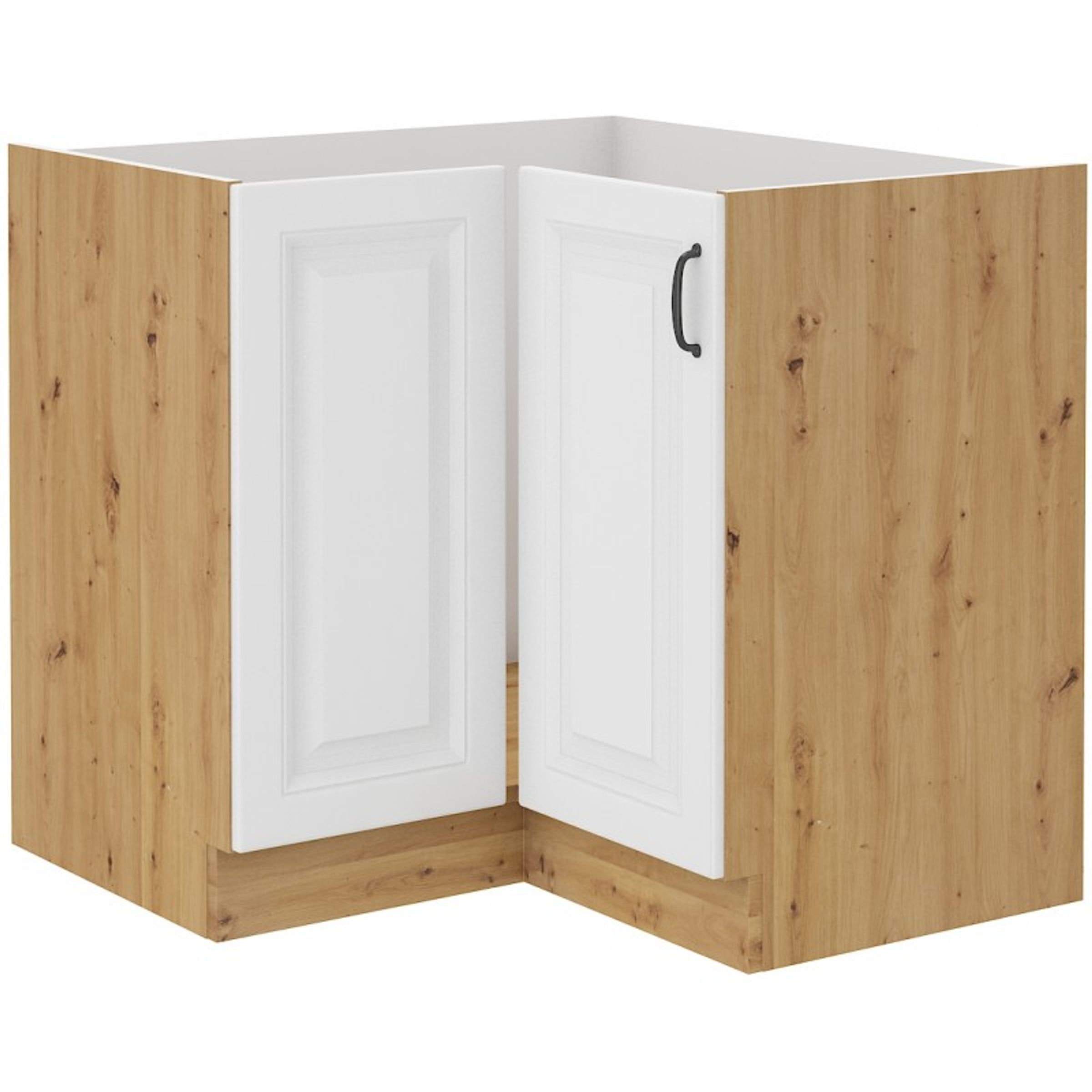 Eckunterschrank 90x90 cm Stilo Weiß Eiche Artisan Küchenzeile Küchenblock Küche