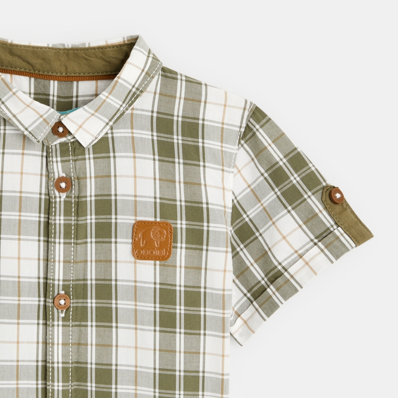 Chemise à carreaux boutonnée orange bébé garçon