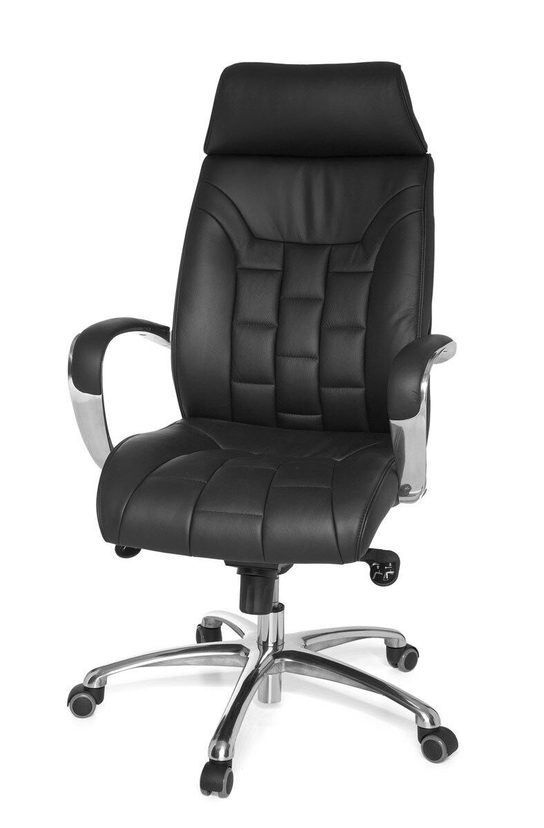 KADIMA DESIGN Luxus XXL Chefsessel: Echtleder, breite/höhe Rückenlehne, Lendenwirbelstütze, Multiblock-Mechanik, 120 kg Tragkraft.