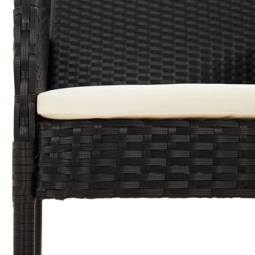 Mobilier à dîner de jardin et coussins 5 pièces noir résine tressée