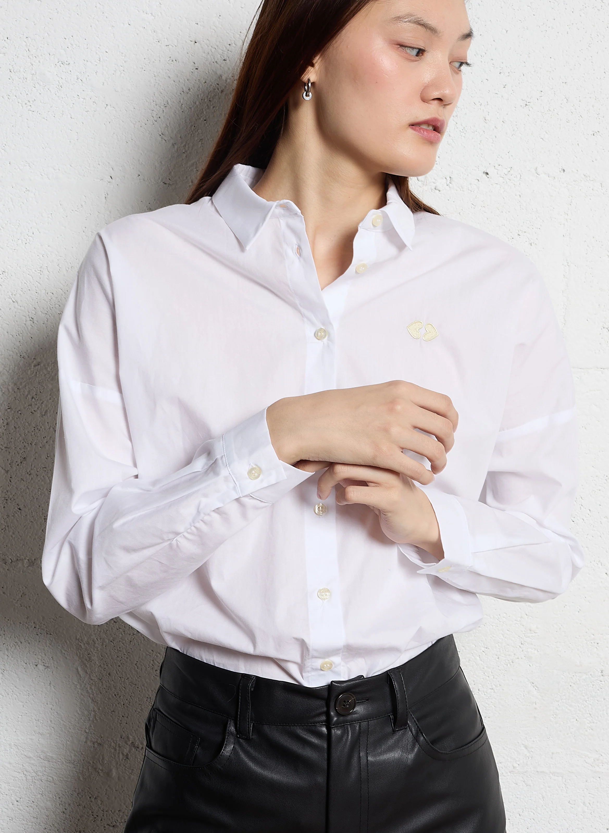 Chemise col classique en coton | Blanc