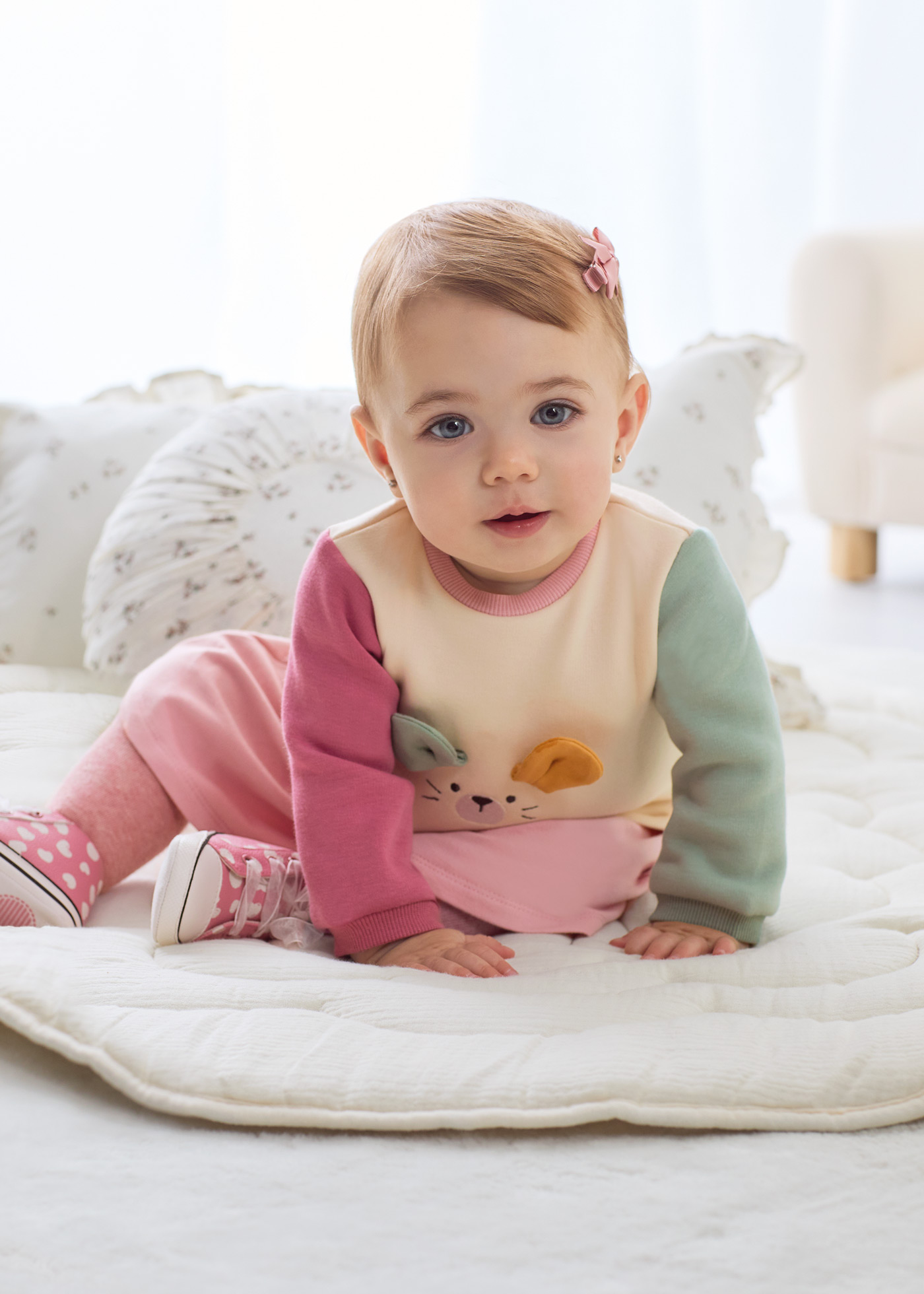 Vestido para recém-nascido com estampa de moletom