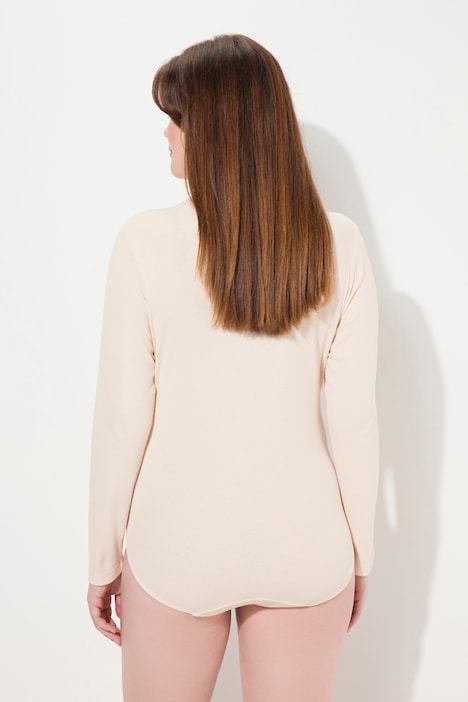 Body, Rippjersey, Stehkragen, Langarm, Biobaumwolle