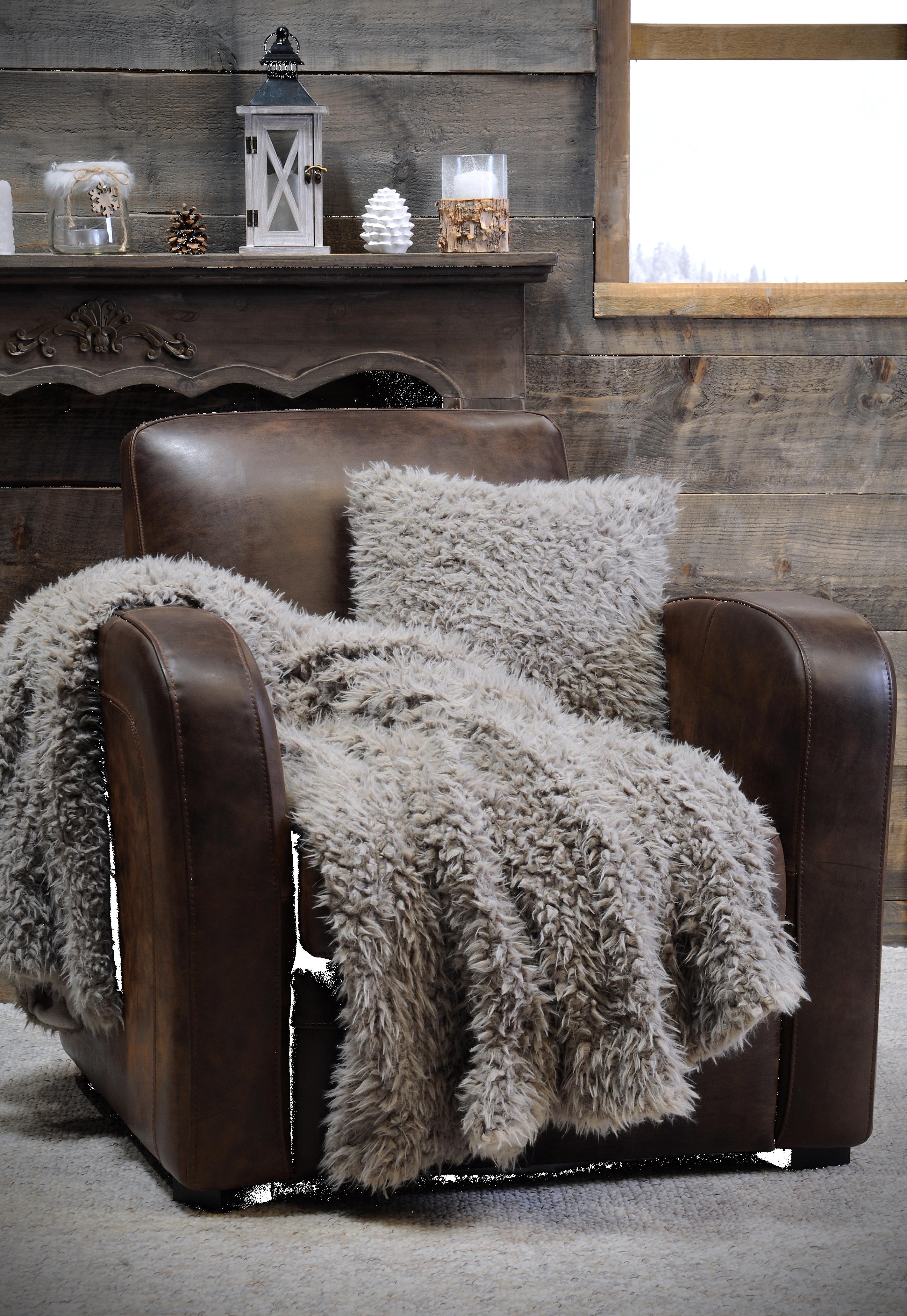 MOUTON PLAID 130X160 TAUPE