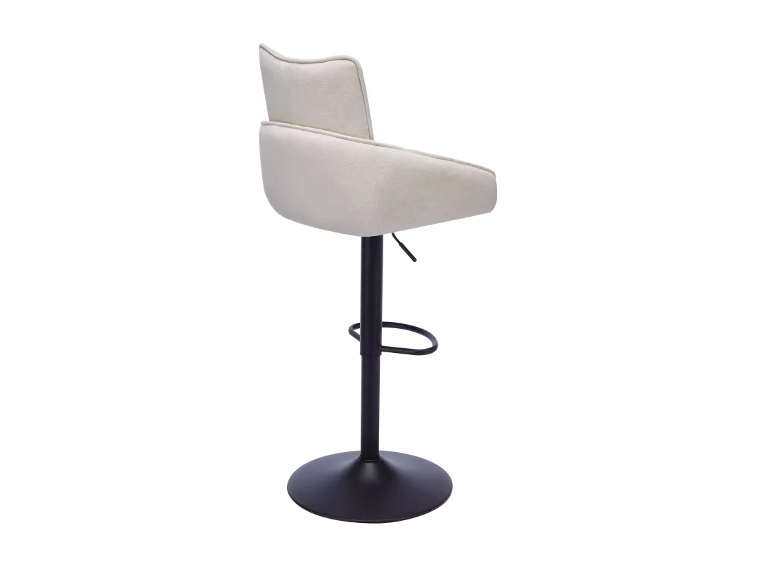 Lot de 2 tabourets de bar en tissu et métal noir - Hauteur réglable - Crème - LIKOLIA