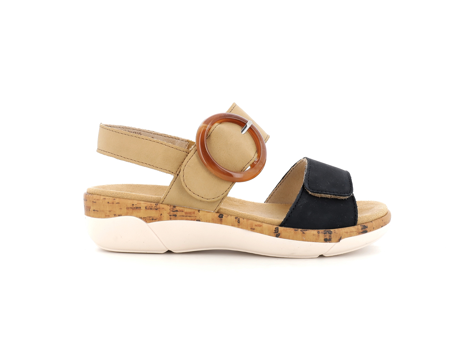 Remonte-R6853 Matières combinées Noir Beige