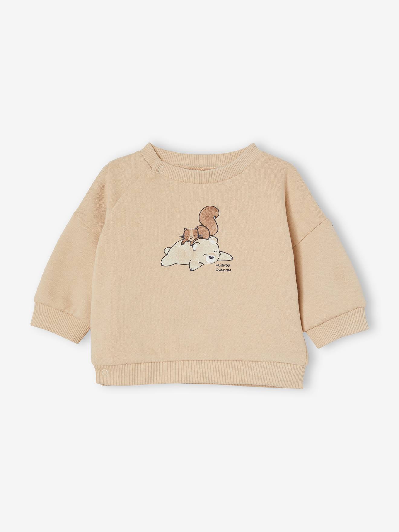 Conjunto de moletom e calça de fleece para bebê, verde escuro liso com estampas.