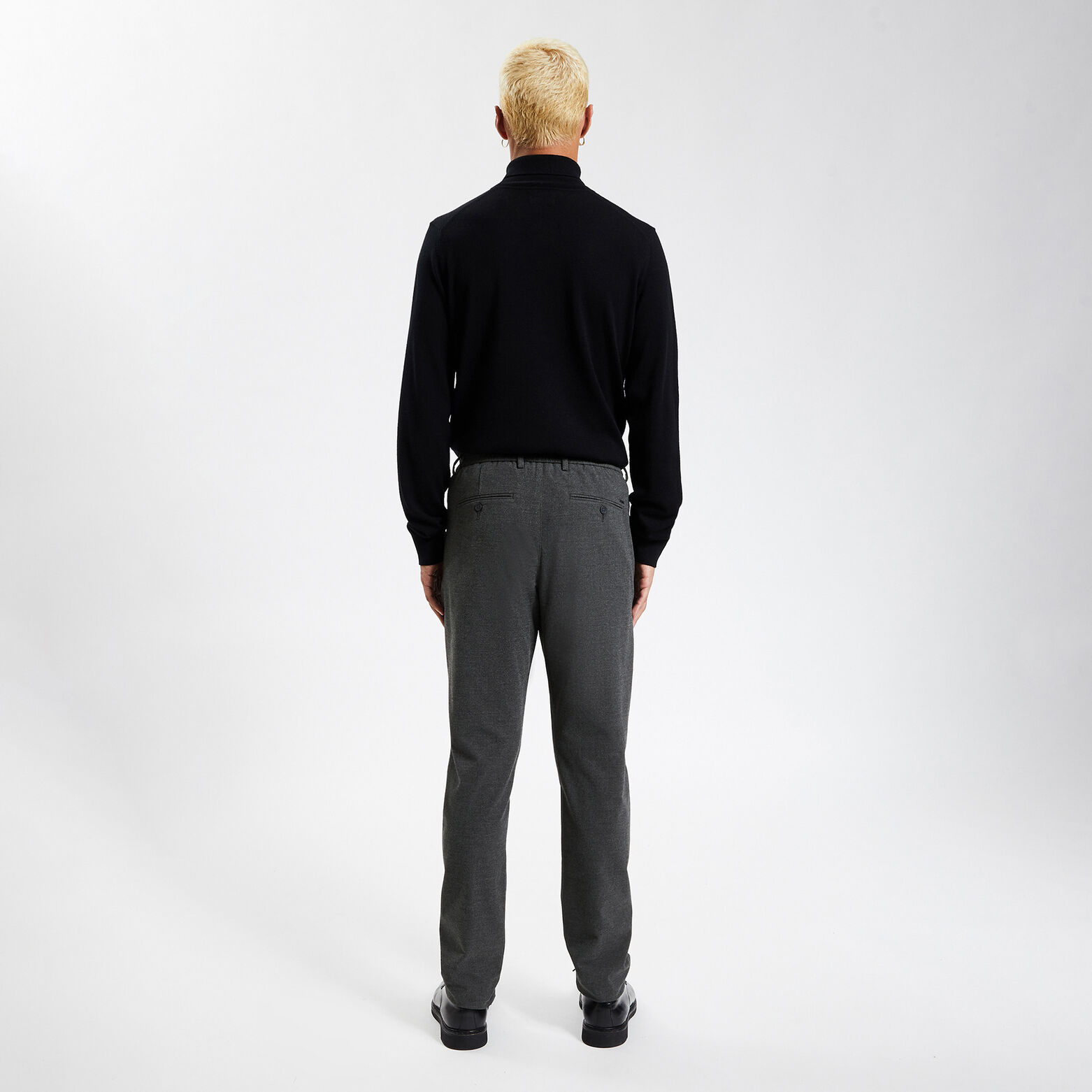 Pantalon slim chino bi stretch taille élastiquée Gris foncé