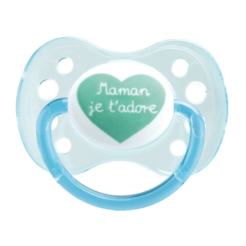 Lot de 2 sucettes duo silicone – Papa/maman - Bleu