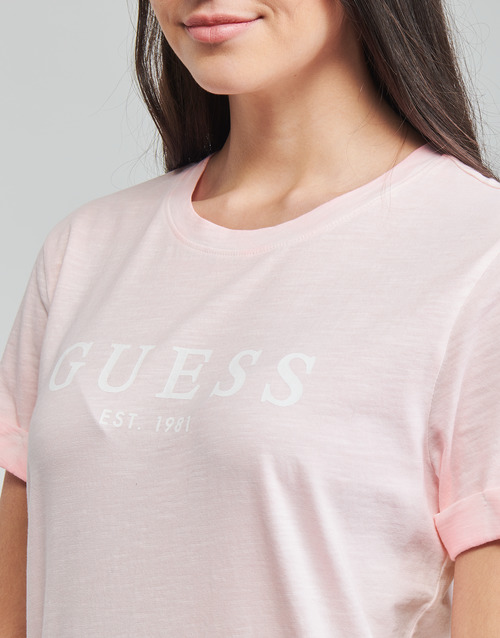 Guess - ES SS GUESS 1981 ROLL CUFF TEE - Rose