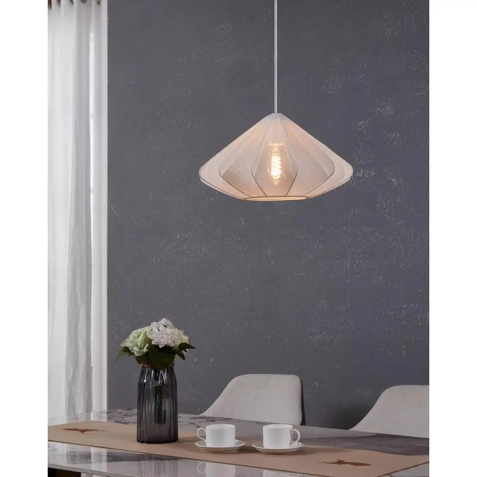 EGLO Dolwen Hanglamp - E27 - Ø 42,5 cm - Wit - Textiel