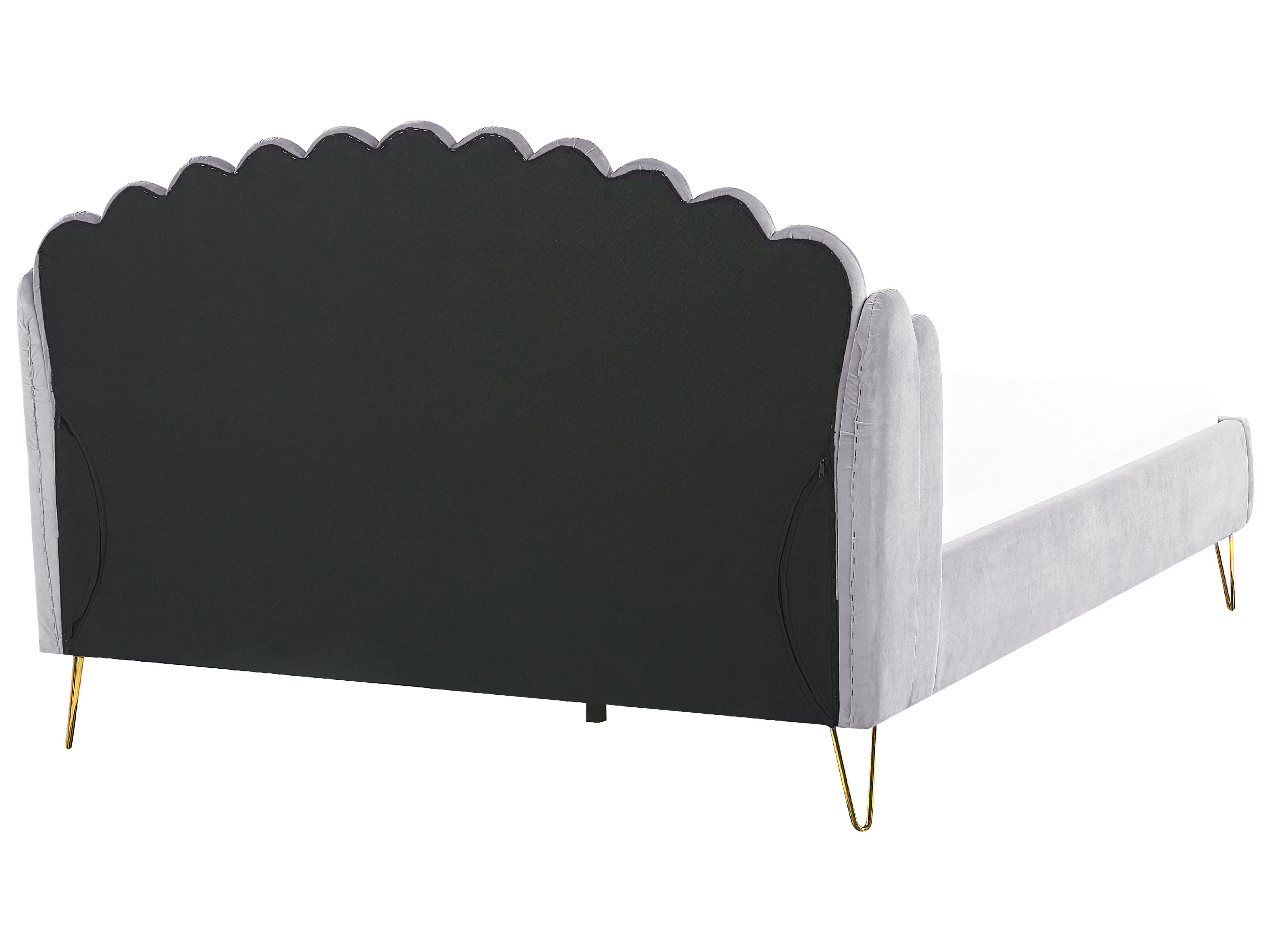 Bed Fluweel AMBILLOU 180 x 200 cm Lichtgrijs