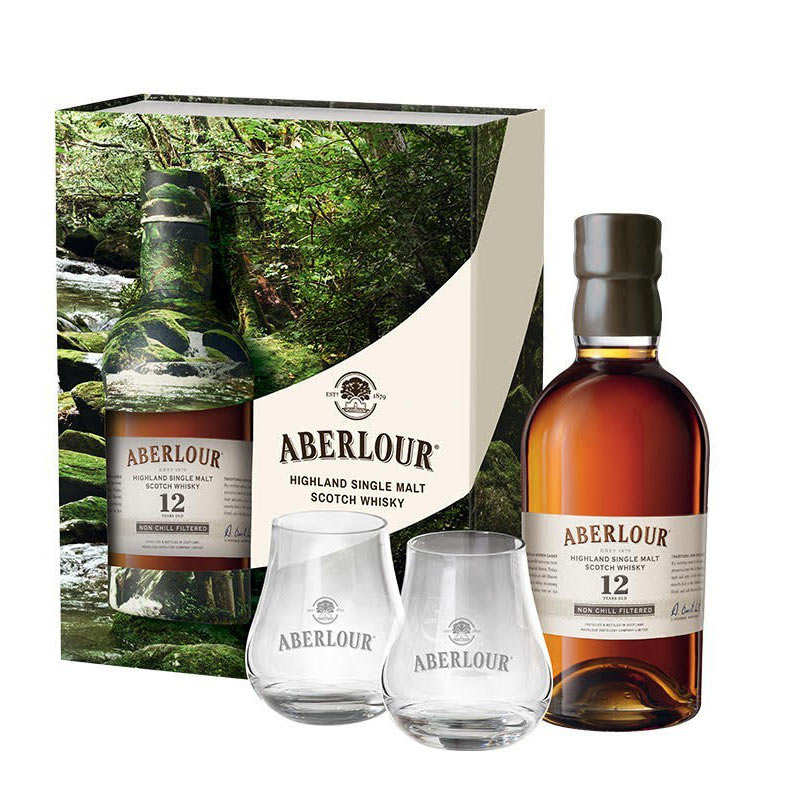 Whisky Aberlour 12 ans Un-chillfiltered coffret 2 verres 48%