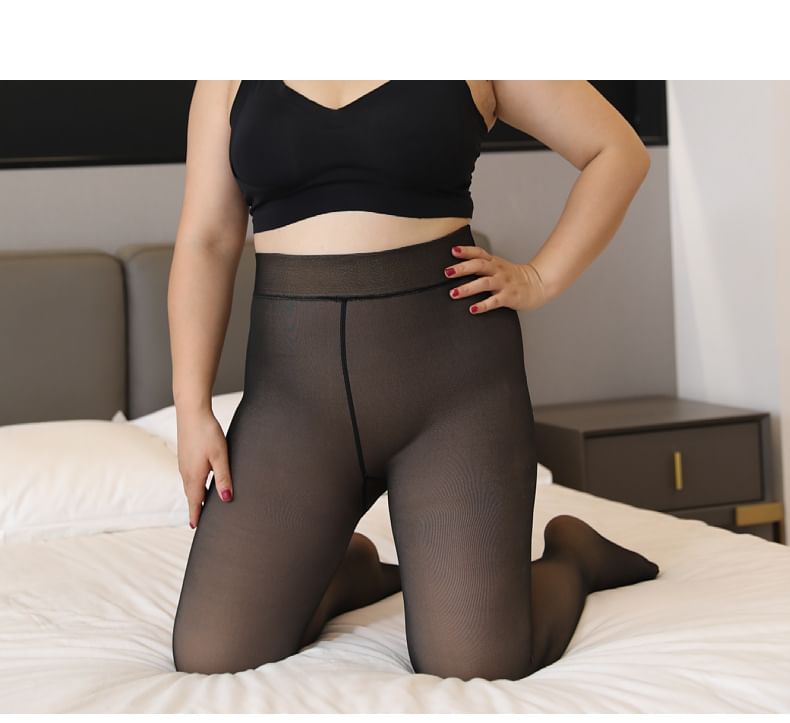 uliaque - Plus Size Fleece Gevoerde Effen Panty's