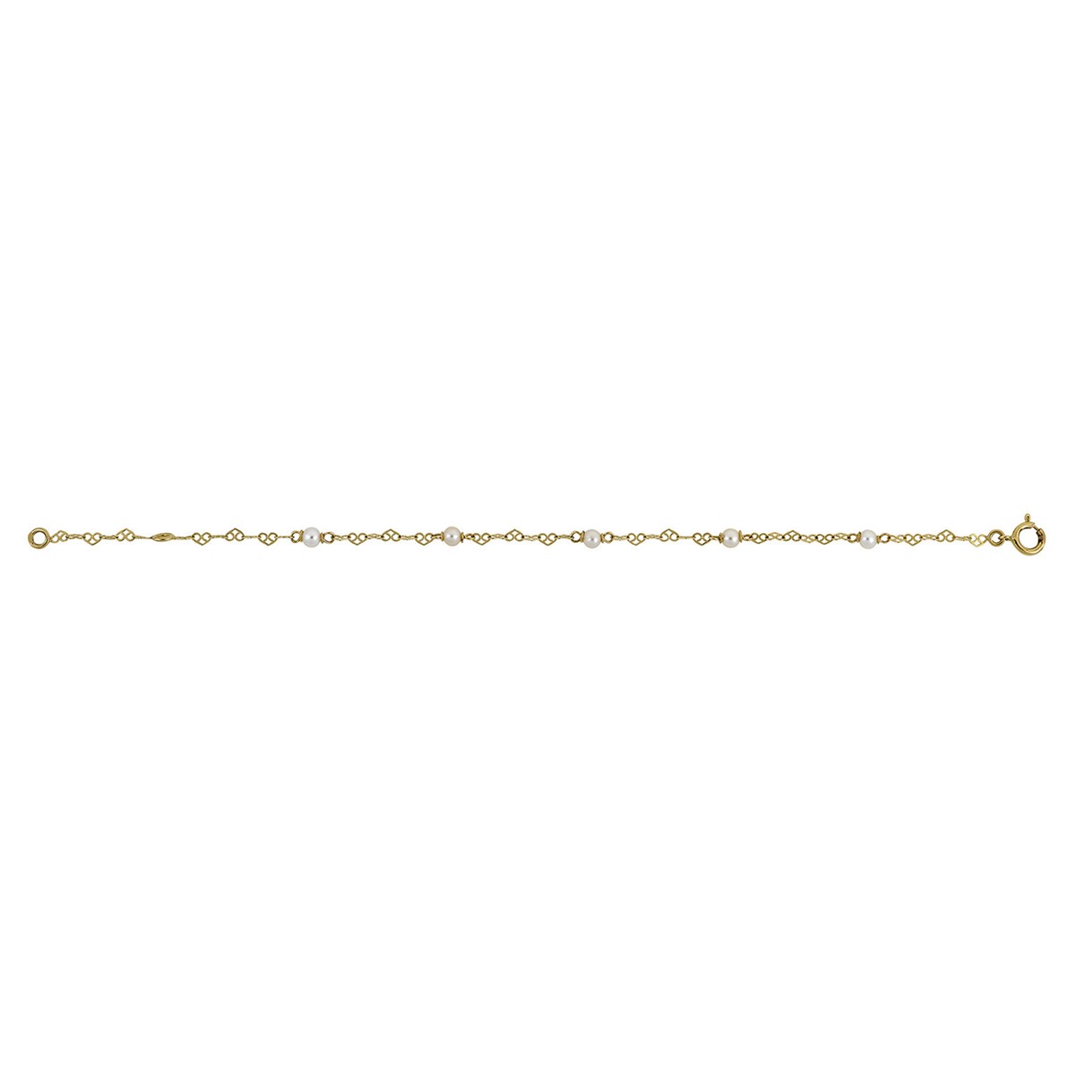 Bracelet junior coeurs or jaune perles de culture