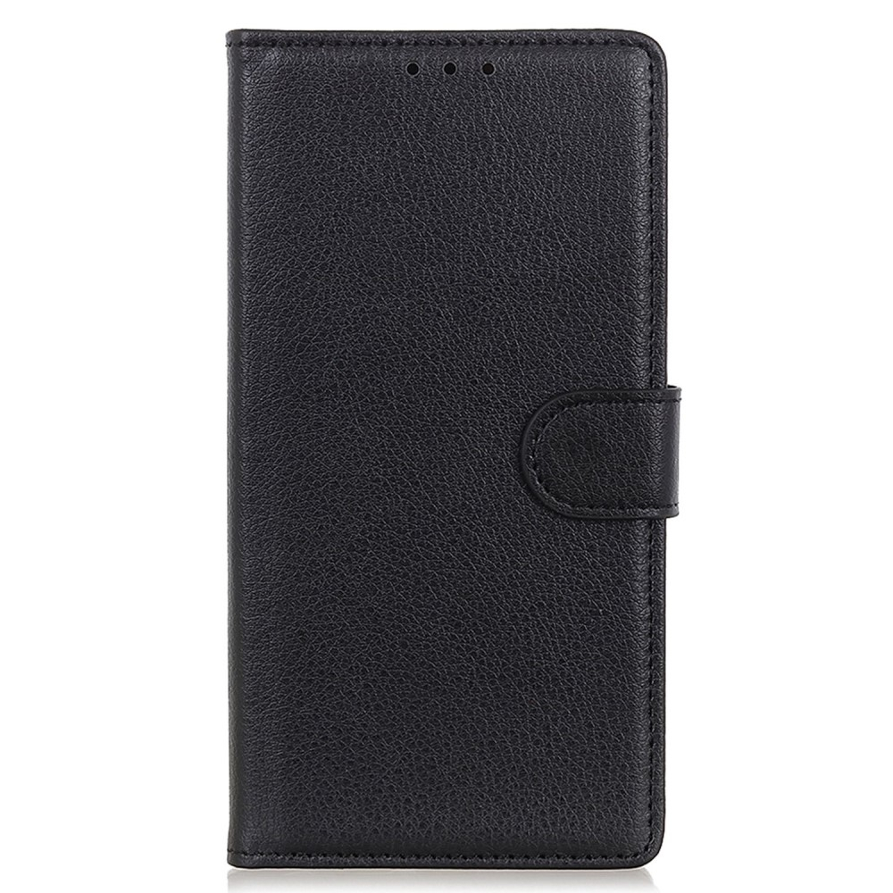 Samsung Galaxy Xcover 7 Leder Tasche Flip Cover Litchi Look - Schwarz