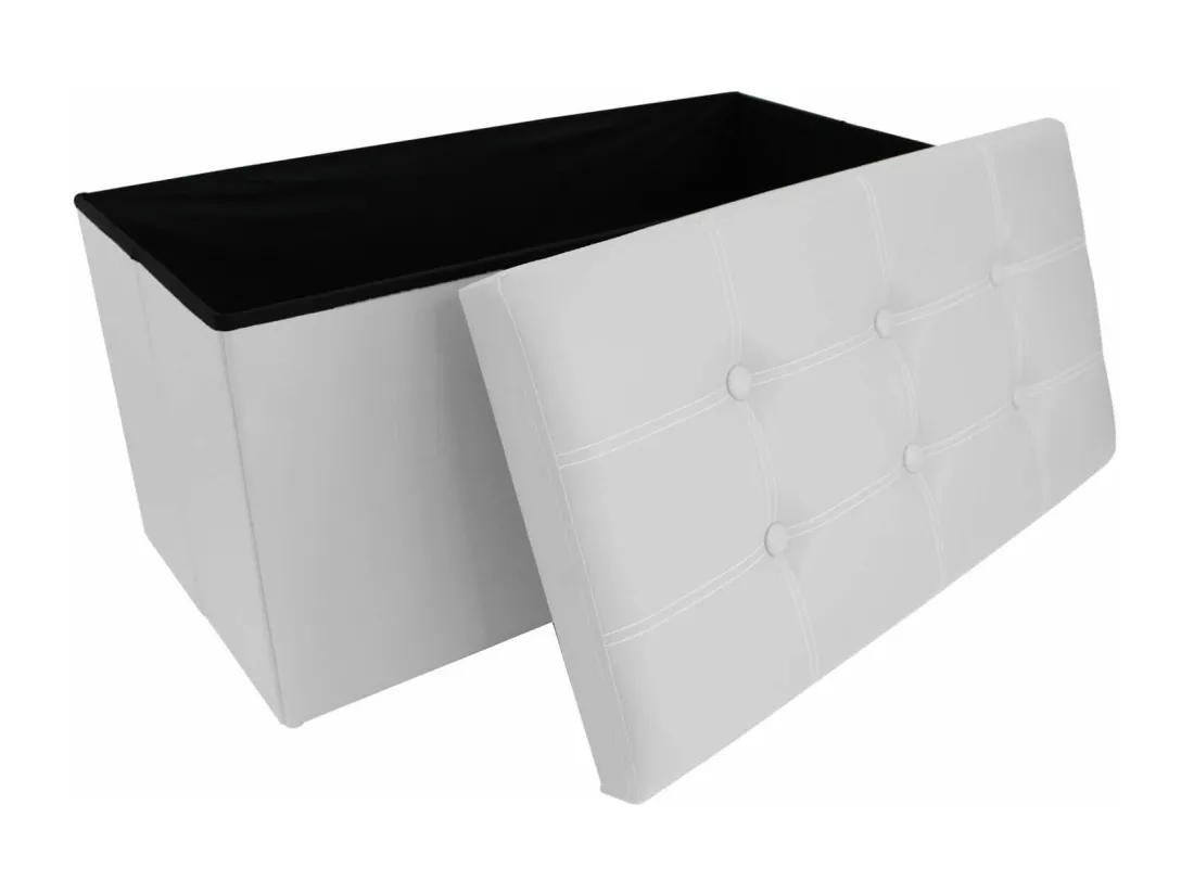 Mobili Rebecca Pouf Coffre de rangement Banc Rectangle Blanc Stokage 38x76x38