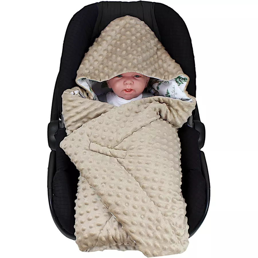 TupTam Baby Winter Einschlagdecke für Babyschale Wattiert grünbeige