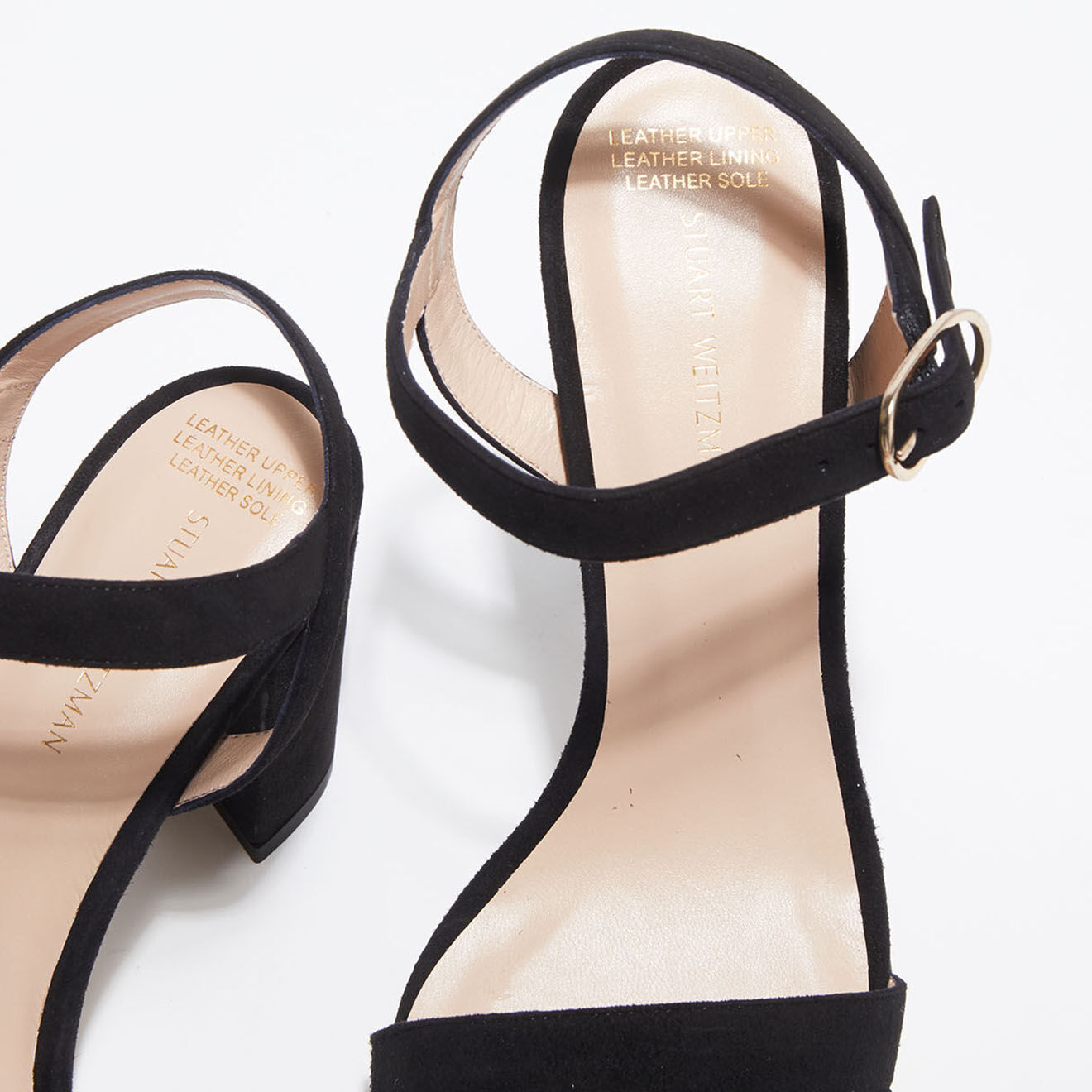 Stuart Weitzman Sandales en Velours de Cuir Taliana noires - Talon 8 cm