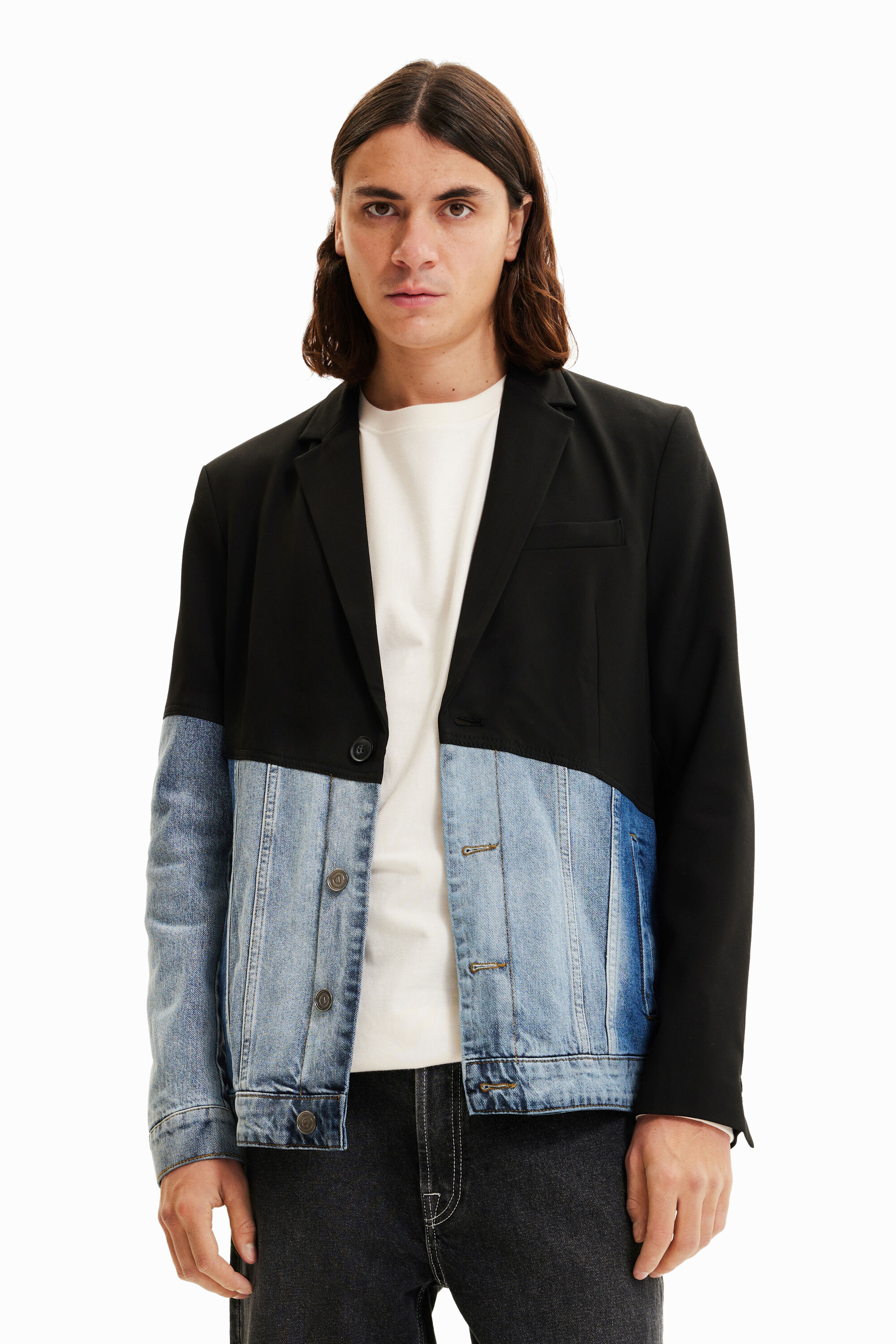 Blazer jean bi-matière