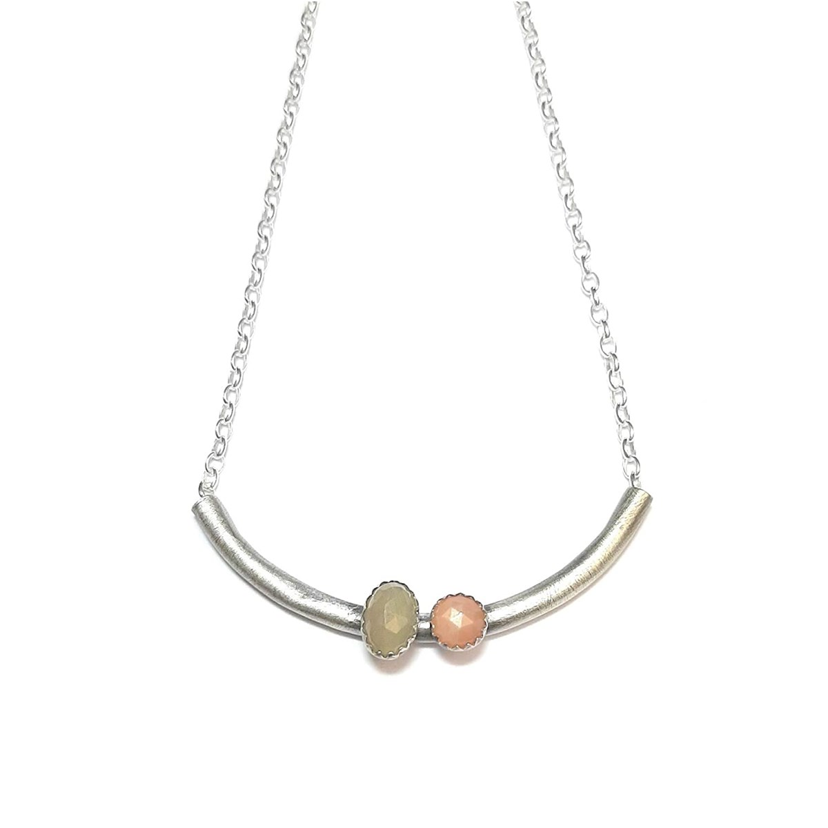 Collier Duo Pierre De Lune, Argent 925