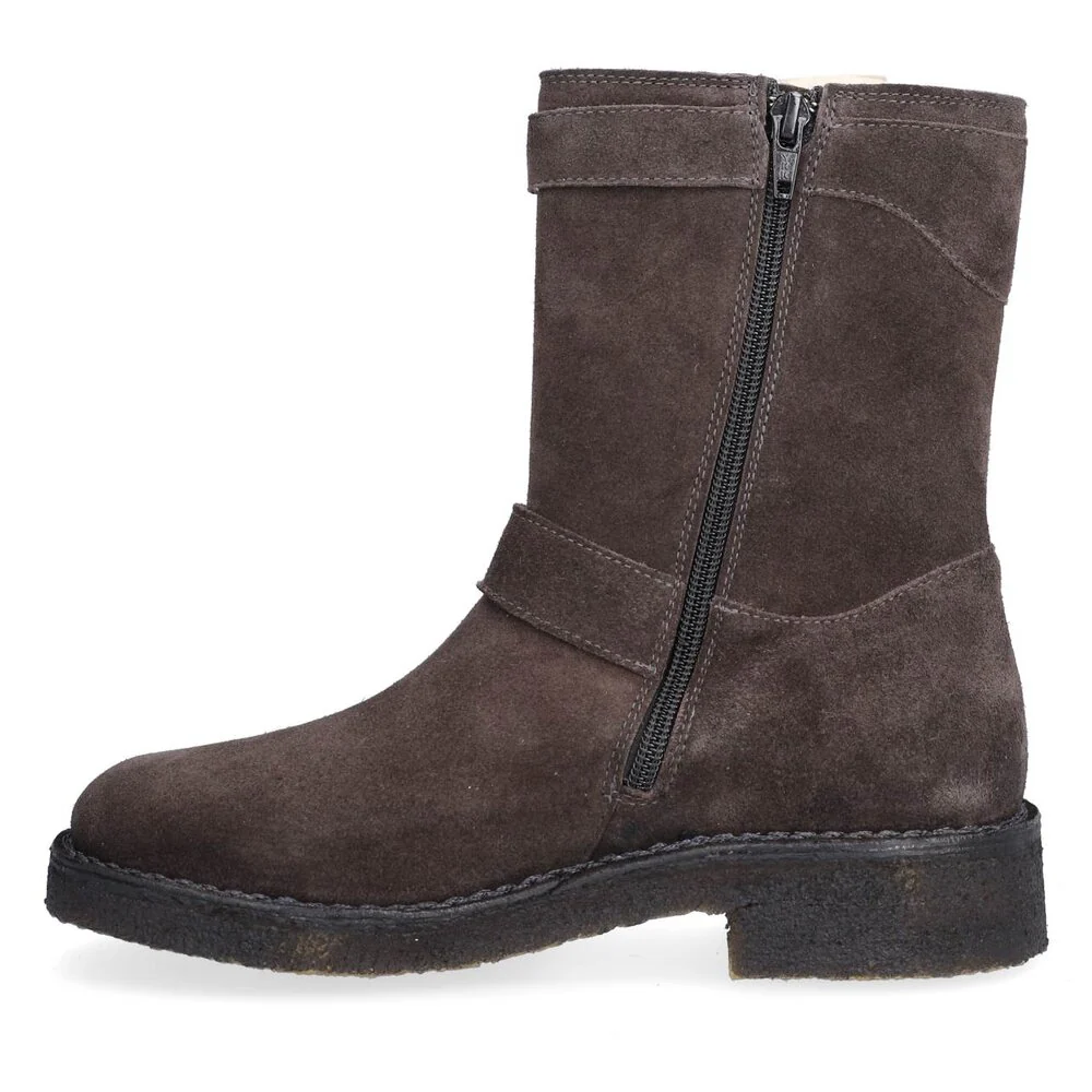 Billi Bi  T6954 Ruskindsbikerstøvle med spænder - Dark grey suede