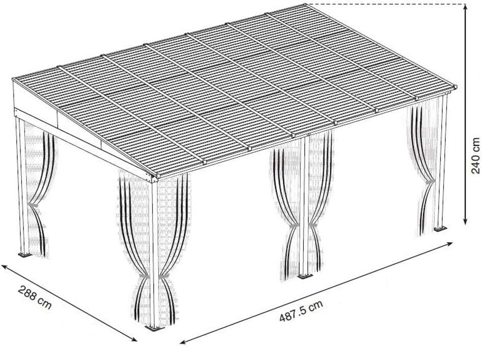 Sojag Aluminium Terrassenüberdachung Portland 1016 | Anthrazit | 288x488x240 cm