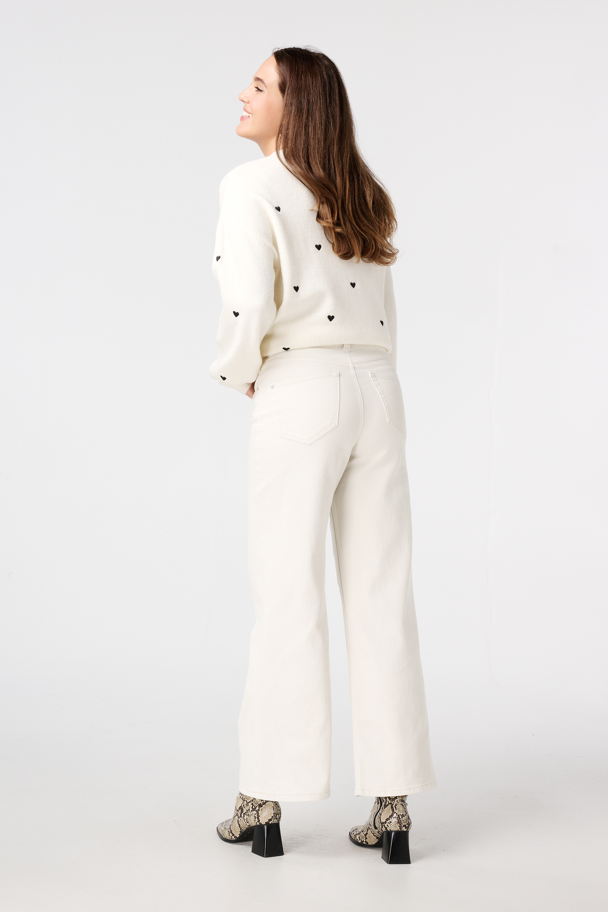 Wide leg jeans met hoge taille Licht kit
