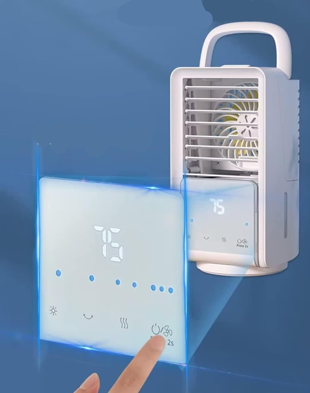 (700ml) Tragbare Mini Klimaanlage USB Klima Gerät Drehbarer Raum Luftkühler mit LED Beleuchtung / Diffuser / Touch Steuerung - Weiss
