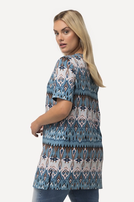 Longshirt, Classic, Tunika-Ausschnitt, Halbarm