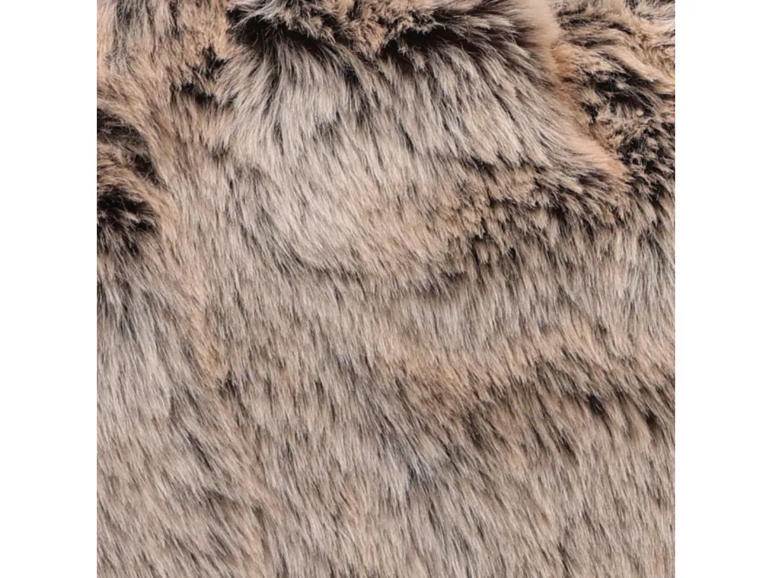 Pouf classique imitation fourrure beige vison