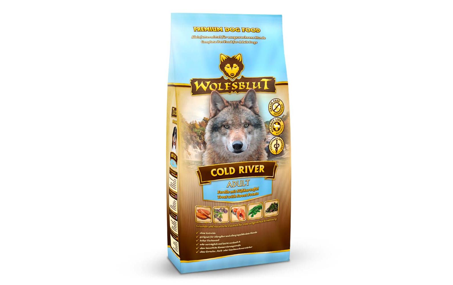 Trockenfutter Dog Cold River Adult, 12.5 kgMit Forelle und Süsskartoffel