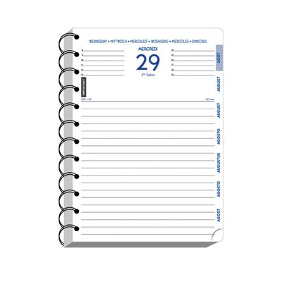 Agenda spiralé à élastique Preston - 1 jour par page - 12 x 17 cm - disponible dans différentes couleurs - Exacompta