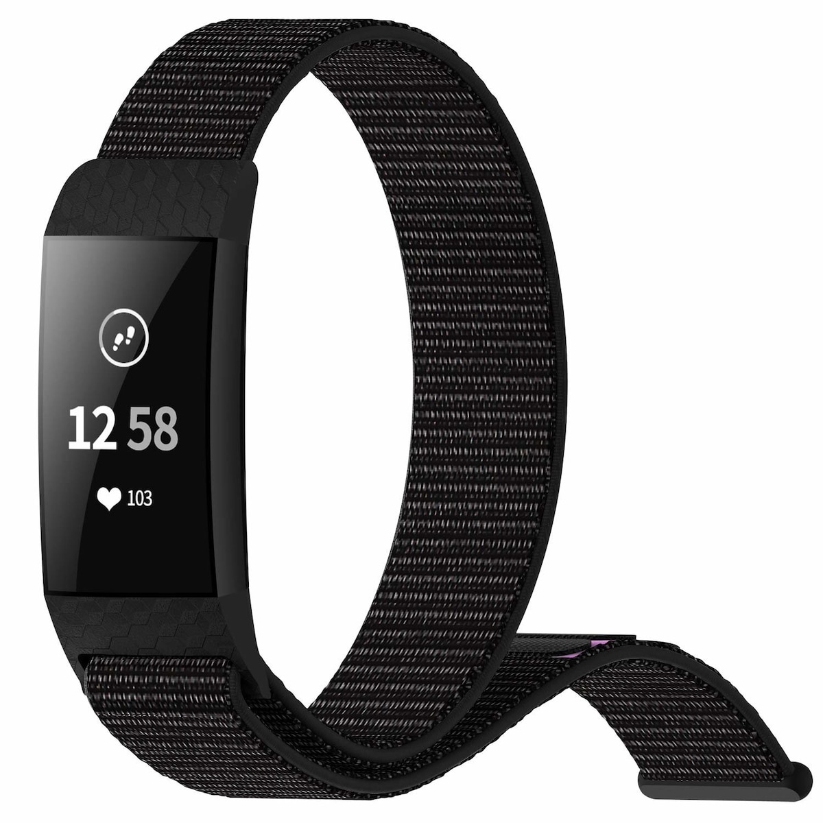Klokkerem til Fitbit Charge 3/4 i svart nylon