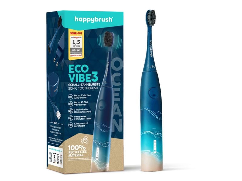 happybrush Schallzahnbürste ECO V3 Ocean Elektrische Zahnbürste