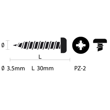GAMMA schroef universeel cilinderkop RVS 3.5x30 mm 30 stuks