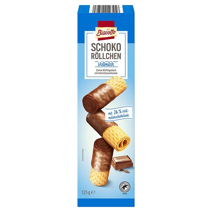 BISCOTTO Schoko Waffelröllchen 125 g, Vollmilch