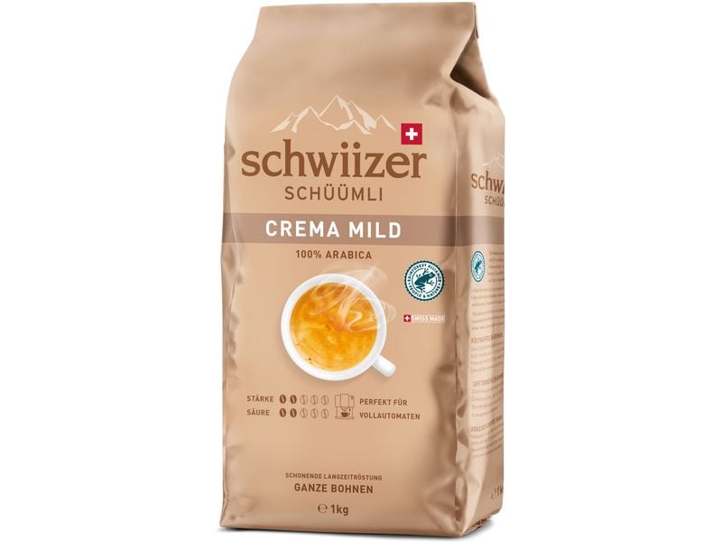 Schwiizer Kaffeebohnen Crema Mild 1 kg Röstkaffee in Bohnen