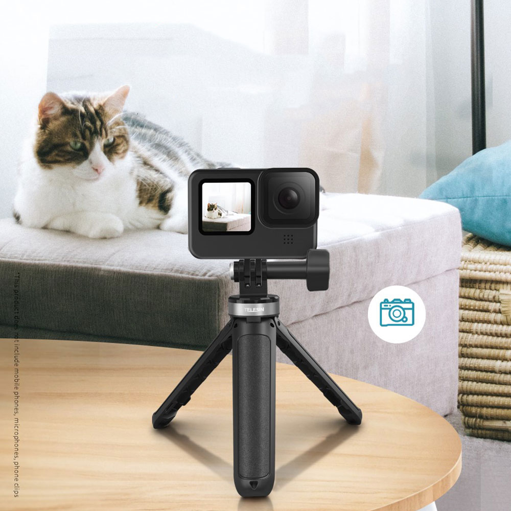 (13 - 25cm) Höhenverstellbarer Mini Selfie Stick Tripod Dreibein Stativ Halterung für GoPro - Schwarz