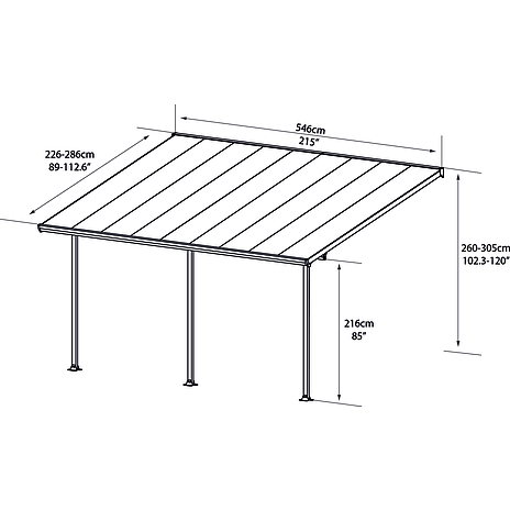 Feria terrasseoverdækning 3x5,46 meter hvid 16,1 m2