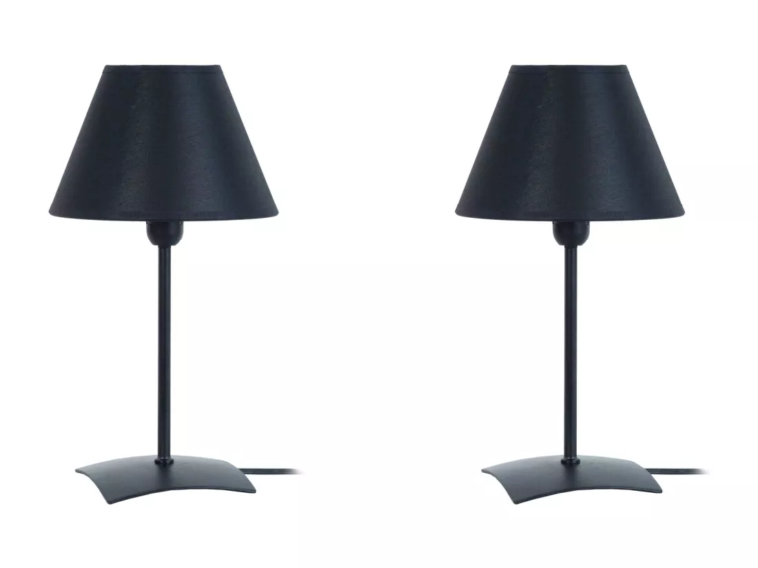 Pair de Lampes de chevet droit métal noir 22 cm.