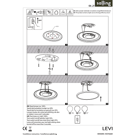 Levi dæmpbar væg- og loftlampe - hvid