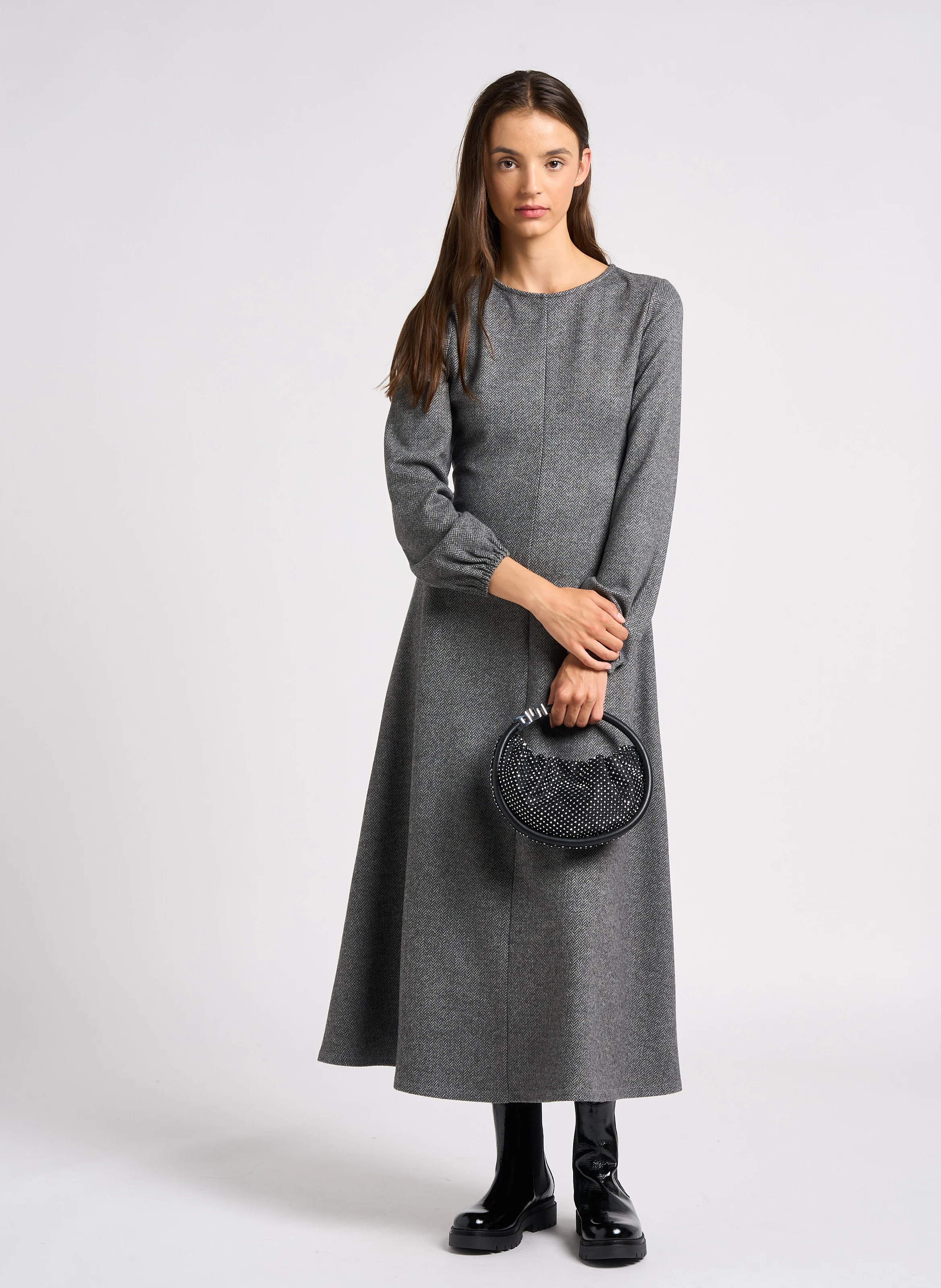 Sac à main rond à strass | Noir
