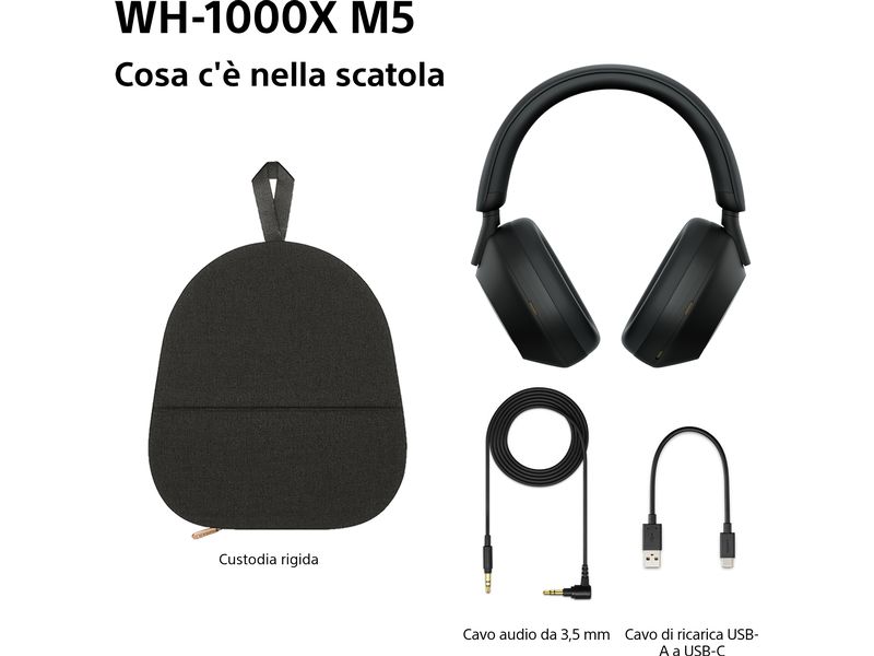 Sony Wireless Over-Ear-Kopfhörer WH-1000XM5 Schwarz Kabellose Kopfhörer mit Noise Cancelling